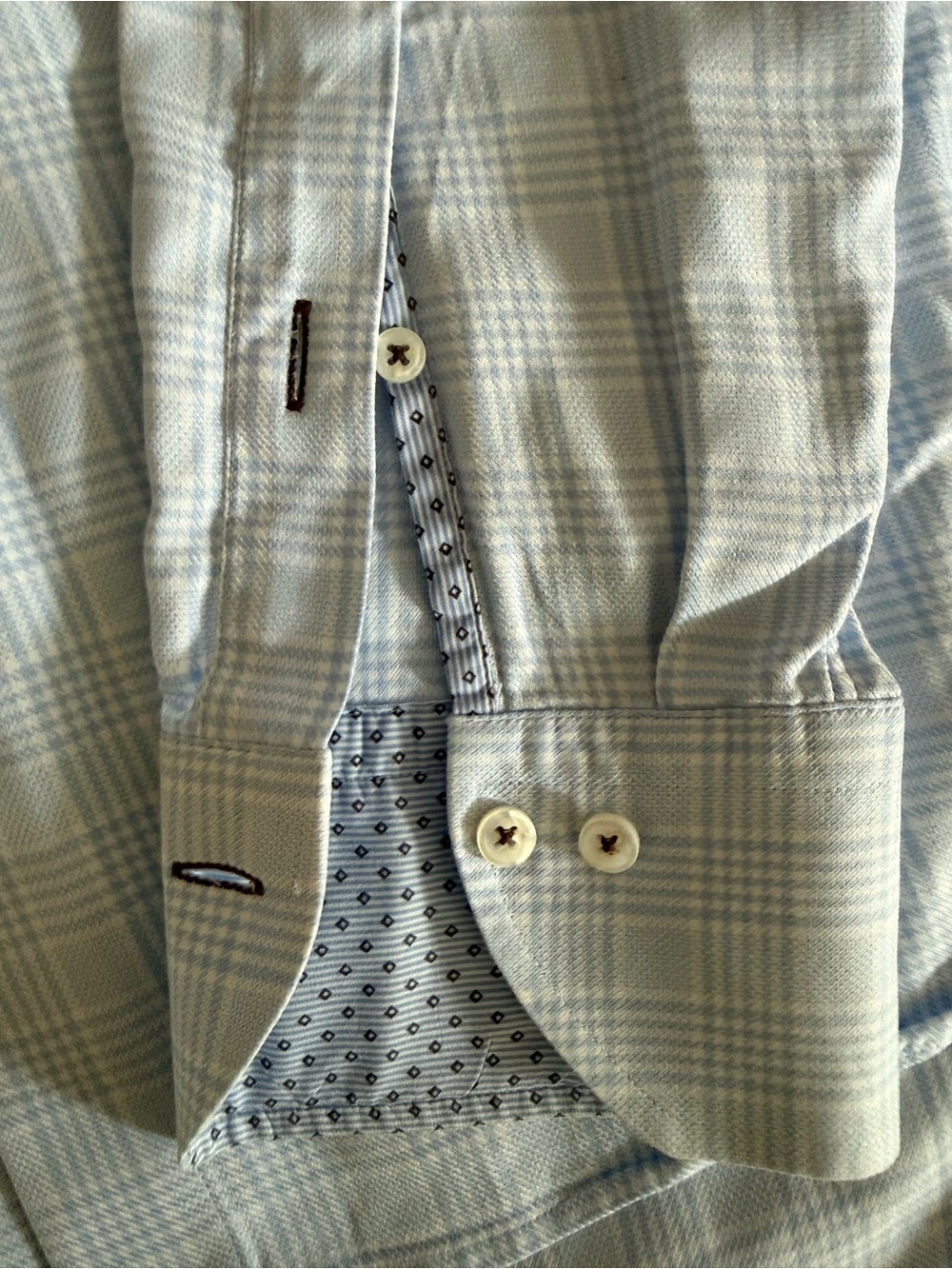 Stenströms Fitted Body Blue Plaid Twofold Cotton Dress Shirt 16/41 - Picture 4 of 7